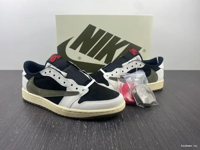 Rep Kickmax Olive Jordan Scott Low Travis Air x 1 WMNS DZ4137-106 OG 0513